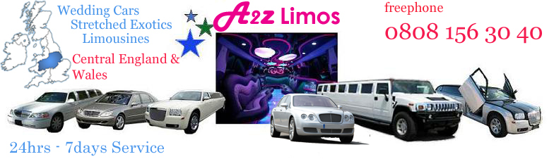 A2Z Limos is chauffeur driven limousine service based in Birmingham, West Midlands, England. Catering for limo hire all over UK. HUMMER Limo, Jeep Limo, 4x4 Limos, Lincoln and Chrysler 300 limousines. Midlands, Staffordshire, Warwickshire, Worcestershire, Leicestershire, Oxfordshire, Derbyshire, Northamptonshire 