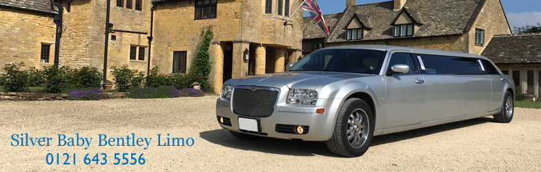 Silver Baby Bentley Limo hire 